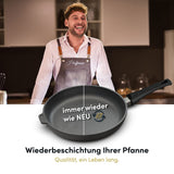 Hoffmann Aluguss Bratpfanne 28 cm Induktion Hoher Rand 7 cm Innenhöhe I Pfanne Induktionsherd I Schmorpfanne 28cm I Abnehmbarer Griff Hochrandpfanne