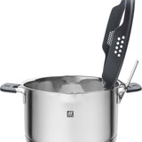 ZWILLING Simplify Kochtopfset, 5-teilig, Mit integriertem Sieb im Deckel, Glasdeckel, Induktionsgeeignet, unbeschichtet, Edelstahl, Silber-Schwarz