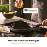 Hoffmann Aluguss Bratpfanne 28 cm Induktion Hoher Rand 7 cm Innenhöhe I Pfanne Induktionsherd I Schmorpfanne 28cm I Abnehmbarer Griff Hochrandpfanne