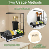 VFANDV Spülbecken Organizer, Küchen Spüle Sink Organizer aus Edelstahl, Selbstentleerende Spülorganizer, Abnehmbare Schwammhalter und Spüllappenhalter Küchenzubehör (Schwarze Upgrade-Version)