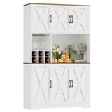 HOCSOK Küchenschrank 106x180 cm (BxH), Buffetschrank Weiß, Sideboard mit 6 Türen, Abnehmbarem Flaschenhalter und Abnehmbarem Glashalter, Vorratsschrank für Küche, Wohnzimmer, Esszimmer, 180 x 106 x 37