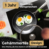K KITCHING Pfanne Induktion [mit Deckel] Bratpfanne 28cm Antihaftbeschichtet ꟾ Kratzfest Pan ꟾ PFOA FREI & Pfannen für alle Herdarten ꟾ Öl- und fettfreies Braten ꟾ Bratpfanne 24 cm Frying Pan