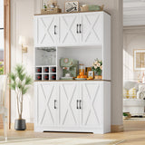 HOCSOK Küchenschrank 106x180 cm (BxH), Buffetschrank Weiß, Sideboard mit 6 Türen, Abnehmbarem Flaschenhalter und Abnehmbarem Glashalter, Vorratsschrank für Küche, Wohnzimmer, Esszimmer, 180 x 106 x 37