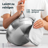 SILBERTHAL Pfannen Set 3 teilig - Edelstahlpfanne Unbeschichtet - 20, 24 und 28 cm - Induktionsgeeignet - Backofenfest bis 400° und spülmaschinengeeignet