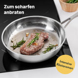 SILBERTHAL Pfannen Set 3 teilig - Edelstahlpfanne Unbeschichtet - 20, 24 und 28 cm - Induktionsgeeignet - Backofenfest bis 400° und spülmaschinengeeignet