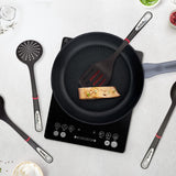 Tefal Ingenio K206S4 Küchenhelfer-Set | Suppenkelle, Gemüselöffel, Löffel, Bratwender | Kunststoff | Schwarz/Silber/Rot- 17,2 x 8,1 x 36 cm (LxBxH)