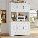 HOCSOK Küchenschrank 106x180 cm (BxH), Buffetschrank Weiß, Sideboard mit 6 Türen, Abnehmbarem Flaschenhalter und Abnehmbarem Glashalter, Vorratsschrank für Küche, Wohnzimmer, Esszimmer, 180 x 106 x 37