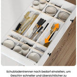 Küchenschrank mit Arbeitsplatte, Sideboard mit LED, Steckdose, Buffetschrank mit Schubladen, Verstellbaren Ablagen, Großer Stauraum, Küche, Wohnzimmer, Esszimmer, 103.5 * 40 * 180 cm, Weiß