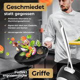 K KITCHING Pfanne Induktion [mit Deckel] Bratpfanne 28cm Antihaftbeschichtet ꟾ Kratzfest Pan ꟾ PFOA FREI & Pfannen für alle Herdarten ꟾ Öl- und fettfreies Braten ꟾ Bratpfanne 24 cm Frying Pan